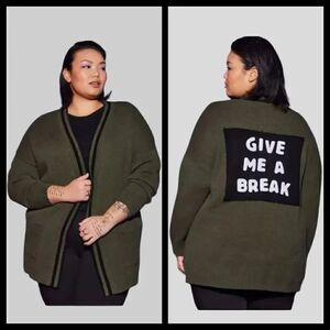 1X 14W 16W Torrid Green Long Sweater Cardigan Give Me A Break Lovesick Relaxed